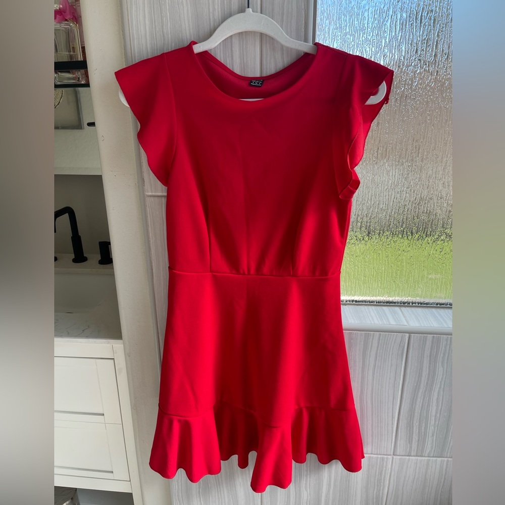 Shein red ruffled dress size S
